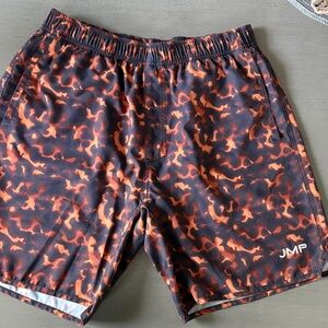 JMP Men's Black and Orange Swim Trunks